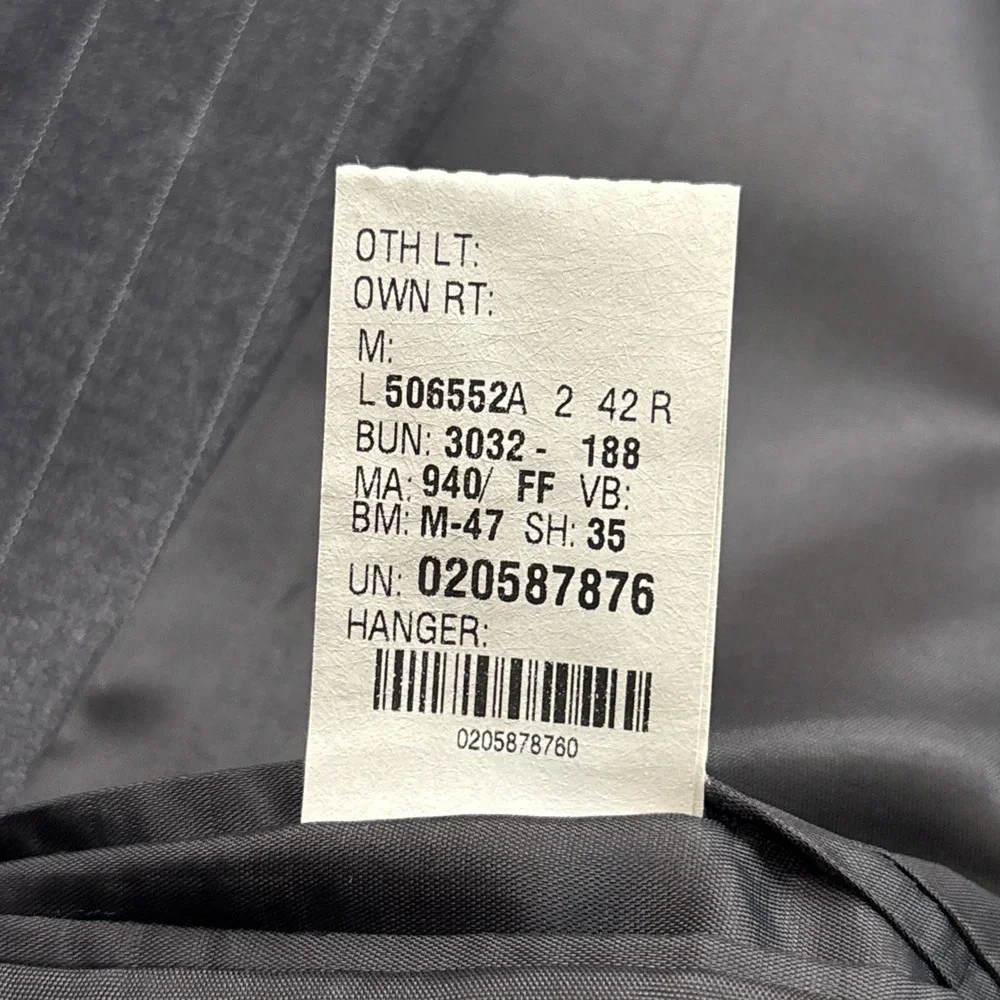 Ralph Lauren Mens Blazer Gray Pinstripe Wool 2 Button Suit Jacket Sport Coat 42R